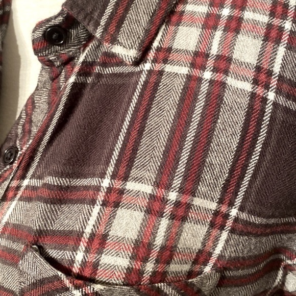 Rails Hunter plaid rayon button down long sleeved top onyx, crimson & white M - Picture 7 of 12